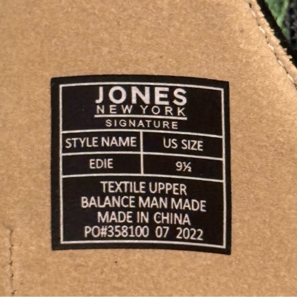 Jones New York Black Suede Heels with Ankle Strap with Gold Trim - Picture 8 of 13